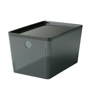 IKEA KUGGIS şeffaf siyah 18x26x15 cm kapaklı kutu