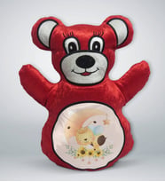 BK Gift Sevimli Arı Tasarımlı Kırmızı Ayıcık Yastık-3