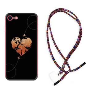 Apple iPhone 5 6 7 8 Plus Se XR Kılıf Boyun Asklı Rasta Silikon Plane Heart 1721