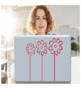 DEFTER STİCKER,LAPTOP STİCKER  PEMBE PAPATYALI PVC 48X33X0,5CM