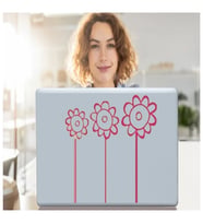 DEFTER STİCKER,LAPTOP STİCKER  PEMBE PAPATYALI PVC 48X33X0,5CM