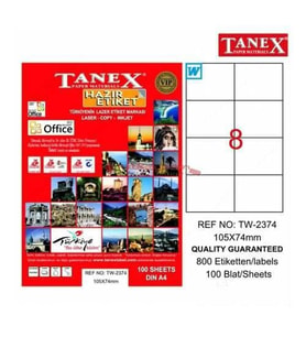 Tanex TW-2374 - 105 x 74 mm Laser Etiket 100 Adet Ücretsiz Kargo