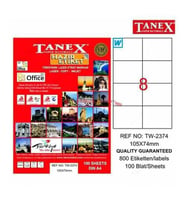 Tanex TW-2374 - 105 x 74 mm Laser Etiket 100 Adet Ücretsiz Kargo