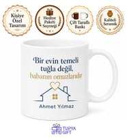 Evin Temeli Baba Yazılı Özel Kupa Bardak Babalar Günü Hediyesi