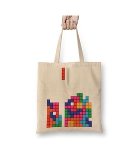 Tetris Atari Oyun Games Beyaz Bez Çanta Uzun Saplı Alışveriş Çantası Plaj Çantası