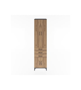 Hyperion Dolap 4 Raflı 3 Çekmeceli 4 Kapaklı 60x44x243 Antrasit-Çam