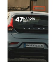 47 Mardin Derik Plaka Kodlu Beyaz Araç Sticker Derik İlçe Yazılı Mardin Özel Tasarım 40x8 cm Şehir ve İlçe Temalı Kaliteli Sticker