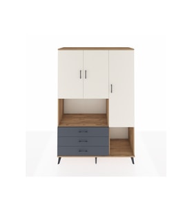 Hyperion Dolap 6 Raflı 3 Çekmeceli 3 Kapaklı 132x44x195 Çam-Aytaşı/Antrasit