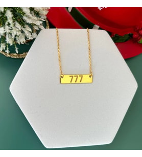 Kişiye Özel 925 Ayar Gümüş Plaka Model Melek Numarası Kolye (Gold)