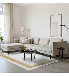 Makine Kaymaz Yıkanabilir Beyaz Bordürlü Triko Salon Halısı Mutfak Halısı Koridor Halısı Yolluk Gold