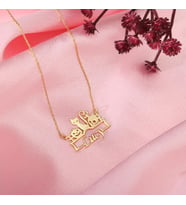 Kişiye Özel 925 Ayar Gümüş Cadılar Bayramı Temalı Tasarım İsim Kolye (Gold)