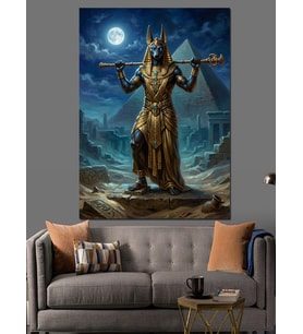 Mısır Tanrısı Anubis Mitolojik Tablo Dekoratif Kanvas - Mdf Ahşap Tablo