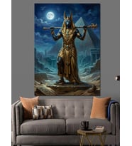 Mısır Tanrısı Anubis Mitolojik Tablo Dekoratif Kanvas - Mdf Ahşap Tablo