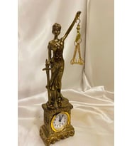 Avukat Adalet Kadın Heykeli Themis Terazi Dekoratif Hakim Savcı Saatli (Gold)