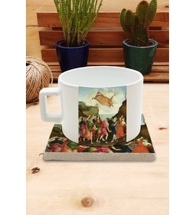 Kediler ve Sanat/Sarı Kedi Set 4 - Çay/Kahve Fincanı Kupa-Taş Bardak Altlığı 3