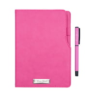 Elit Termo Deri Defter ve Rubber Roller Kalem Seti İsme Özel (Pembe)