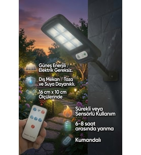Solar Enerjili COB LED Bahçe Duvar Lambası Kumandalı Hareket Sensörlü Dış Mekan Aydınlatma IP65 Su G