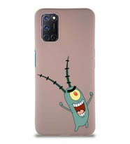 Oppo A92 Soft Premier Kapak Plankton Tasarımlı Silikon Kılıf - Pudra (Şeffaf)