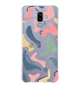 Samsung Galaxy J8 (2018)  Köşe Korumalı Antişok Kapak Abstract Tasarımlı Şeffaf Silikon Kılıf