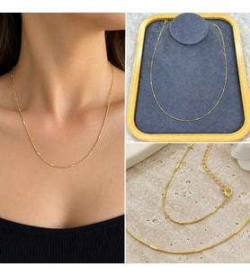 Premium Parlak ve Şık Gold Renk İnce 316L Çelik Kadın Zincir Kolye (45cm)
