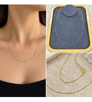 Premium Parlak ve Şık Gold Renk İnce 316L Çelik Kadın Zincir Kolye (45cm)