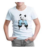 Panda - Boks Beyaz Çocuk Tshirt