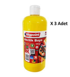 Bigpoint Akrilik Boya 500 gram Sarı x 3 Adet