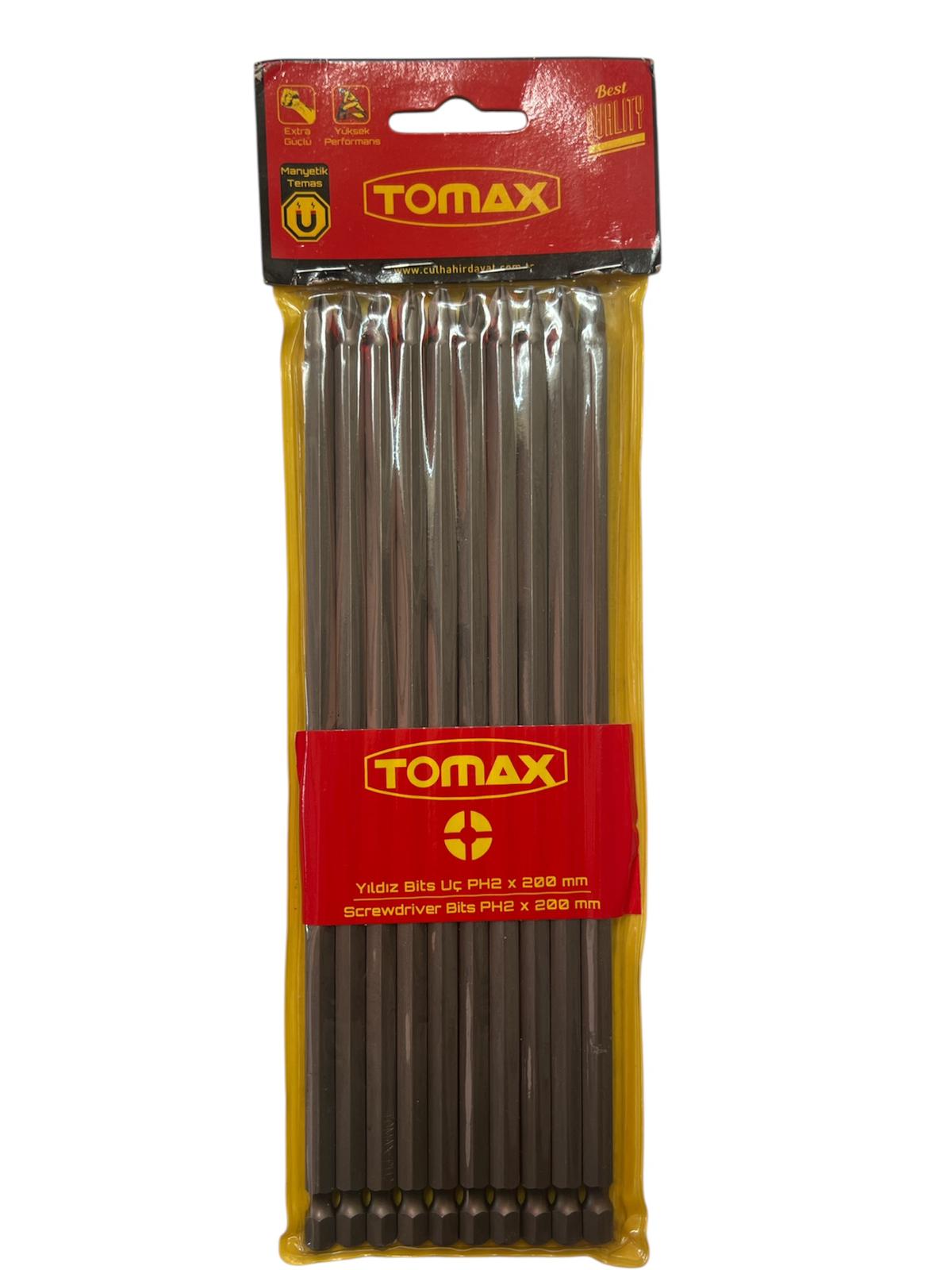 TOMAX YILDIZ BİTS UÇ PH2X200 1 PAKET 10 ADET