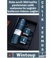 #Termos Sızdırmaz Isı Korumalı Vakumlu Outdoor Piknik Seyahat Seti Paslanmaz 3 Bardaklı Çelik Termos
