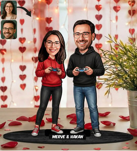 BK Gift Kişiye Özel Sevgili Karikatürlü Ahşap Biblo -33, Fotoğraftan Karikatür, Sevgililer Günü Hediyesi, Ev Hediyesi