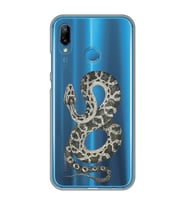 Huawei P20 Lite Uyumlu Yılan Desenli Şeffaf Telefon Kılıfı
