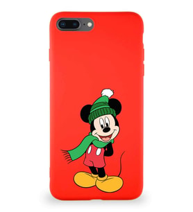 Apple iPhone 7 Plus Soft Premier Kapak Mickey Mouse-G Tasarımlı Silikon Kılıf - Kırmızı (Şeffaf)