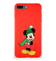 Apple iPhone 7 Plus Soft Premier Kapak Mickey Mouse-G Tasarımlı Silikon Kılıf - Kırmızı (Şeffaf)