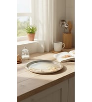 Prestij Metalik Yuvarlak Tepsi – 35 cm Özel Tasarım