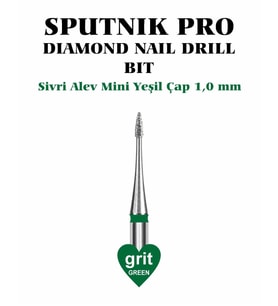Elmas Sivri Alev Mini Freze Yeşil Çap 1,0mm