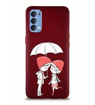 Oppo Reno 4 Soft Premier Kapak Aşk Tasarımlı Silikon Kılıf - Mürdüm (Şeffaf)
