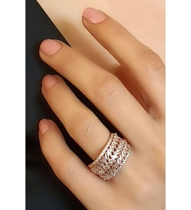 baget kesim zirkon taşlı 925 ayar gümüş rose lüks yüzük
