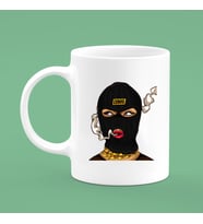 Maskeli Kadın Tasarımlı Kupa Bardak