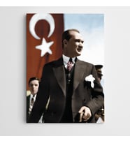 Türk Bayrağı ve Atatürk Kanvas Tablo