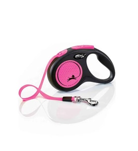 Flexi New Neon Otomatik Pembe Şerit Köpek Gezdirme Tasması Small 5 Metre