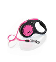 Flexi New Neon Otomatik Pembe Şerit Köpek Gezdirme Tasması Small 5 Metre