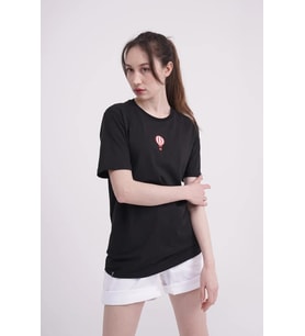 The Socks Company 23SCTS240U Uçan Balon Nakışlı Bisiklet Yaka Siyah Tshirt