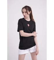 The Socks Company 23SCTS240U Uçan Balon Nakışlı Bisiklet Yaka Siyah Tshirt