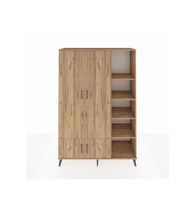 Hyperion Gardrop 6 Raflı 4 Kapaklı Tek Askılı 132x44x195 Çam-Çam