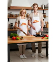 Erkek Unisex Mutfak Aşçı Önlüğü Pizza Dilimi Baskılı DTF Tekniği Rahat Kesim Günlük Modern Şık Zarif