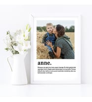 KİŞİYE ÖZEL TASARIM HEDİYE  ANNE BEYAZ  SÖZLÜK  ANLAMI FOTOĞRAF ÇERÇEVESİ  21X30