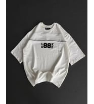 Unisex Bisiklet Yaka Baskılı Oversize T-Shirt - Beyaz