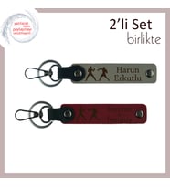 Antrenmana İlham Olsun Diye, Fighter Desenli, Kişisel İsimler Yazılı Anahtarlık Seti, Kül Gri-Bordo
