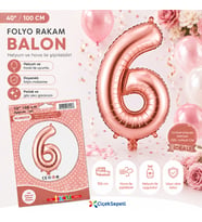 100 cm Rose Gold Rakam Folyo Balon - 6 Rakamı Büyük Boy Doğum Günü ve Parti Balonu (40 İnç)