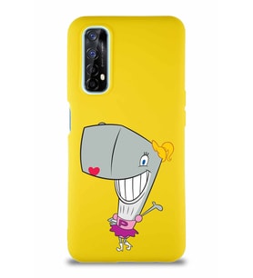 Realme 7 Soft Premier Kapak Pearl Yengeç Tasarımlı Silikon Kılıf - Sarı (Şeffaf)